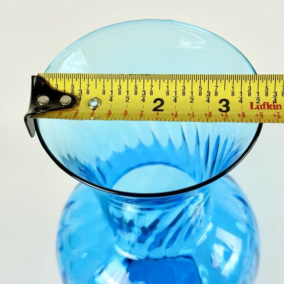 Vintage Empoli Vase Italian Art Glass Flower Bouquet Aqua Blue Optic 8.5" MCM - Picture 6 of 6